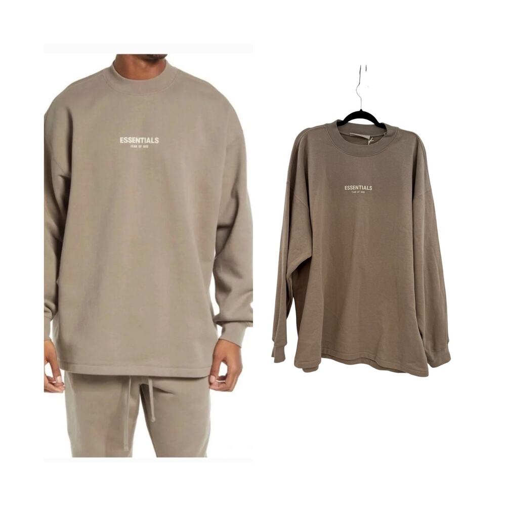 Fear of God Essentials Desert Taupe Crewneck Sweatshirt Oversized Size XL